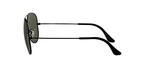 Side view of black aviator sunglasses with dark lenses, showcasing its sleek design and style