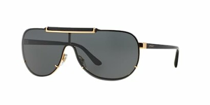 Black and gold aviator sunglasses with dark lenses.