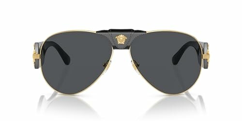 Black and gold sunglasses with dark lenses