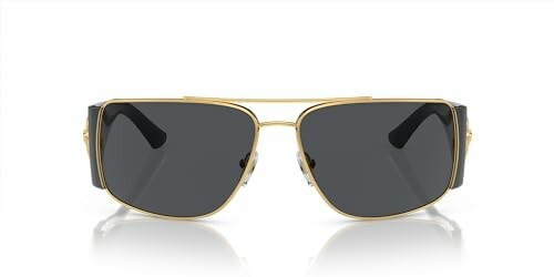 Gold-frame sunglasses with dark lenses