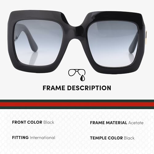 Oversized black square sunglasses with acetate frame.