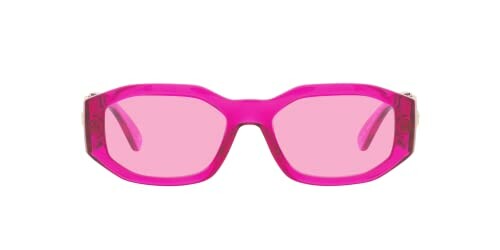 Pink rectangular sunglasses with clear lenses