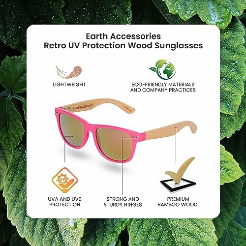 Earth Accessories Retro UV Protection Wood Sunglasses with eco-friendly materials.