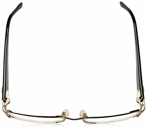 Top view of rimless eyeglasses with black arms