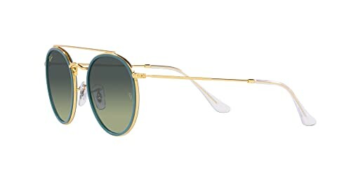 Round sunglasses with gold frame and green lenses