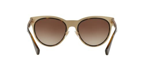 Front view of stylish sunglasses with brown gradient lenses and gold frame.