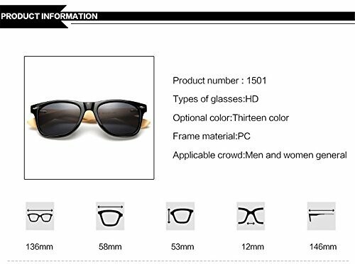 Sunglasses product information with measurements