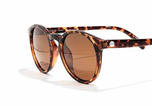 Tortoiseshell round sunglasses with brown lenses