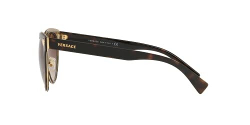 Side view of Versace sunglasses with brown frame.