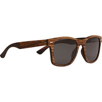 Stylish wooden frame sunglasses with dark lenses