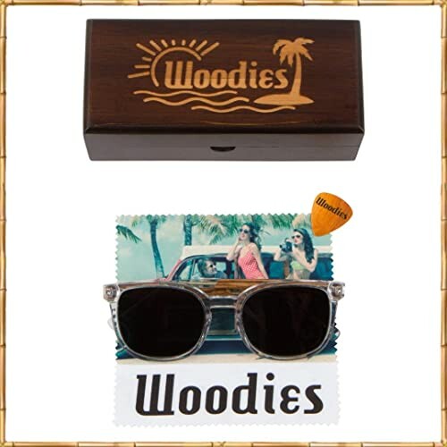 Woodies sunglasses with case and cleaning cloth